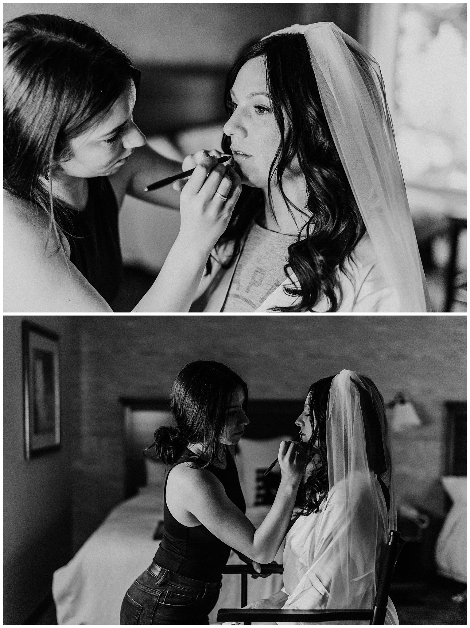 Bride getting makeup done in Pittsburgh PA