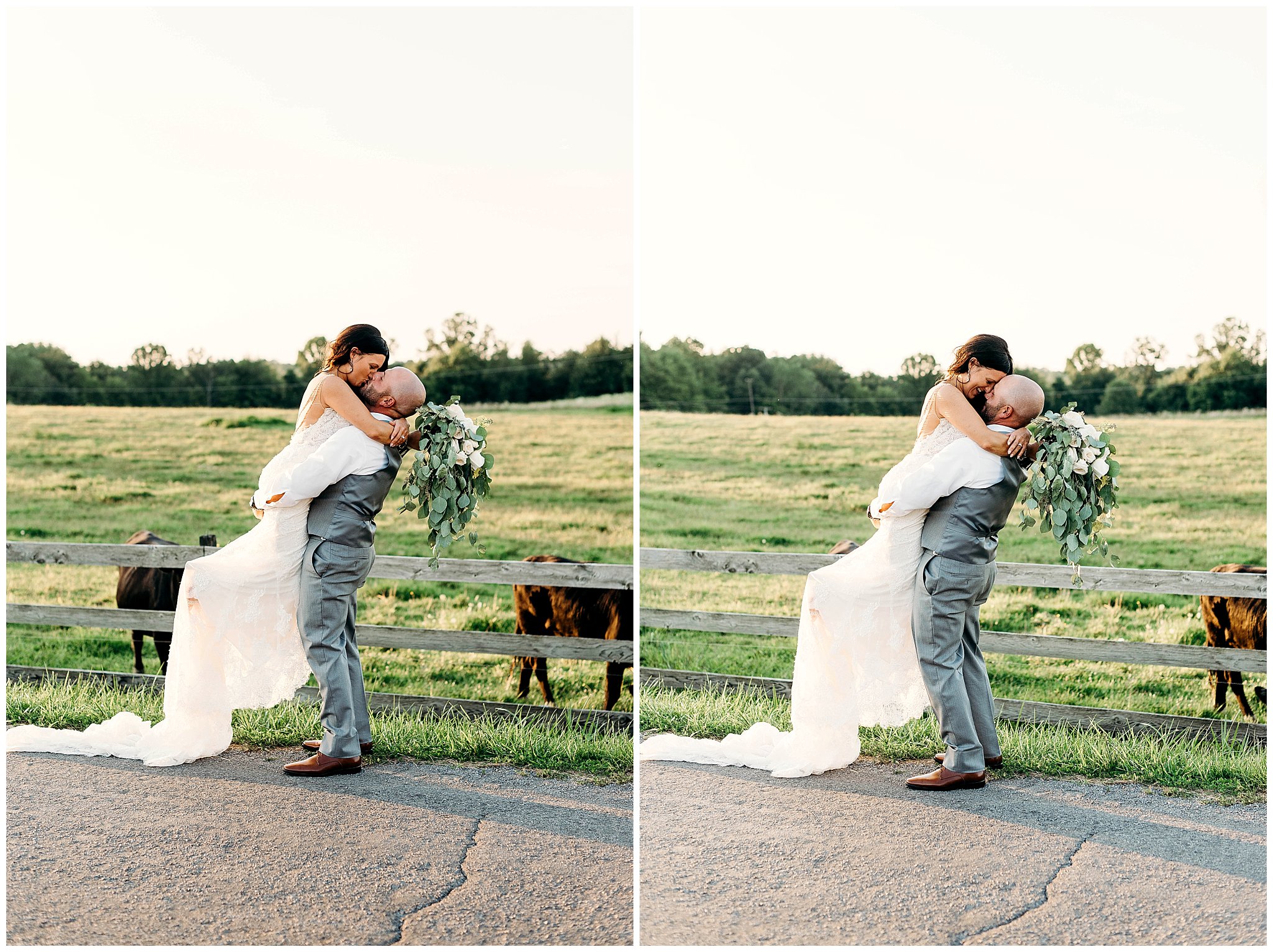 Bride and Groom kissing at Rustic Acres Farm Pittsburgh PA