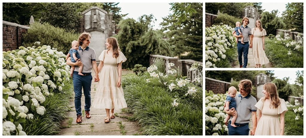 Family walking along Mellon Park's picturesque pathways