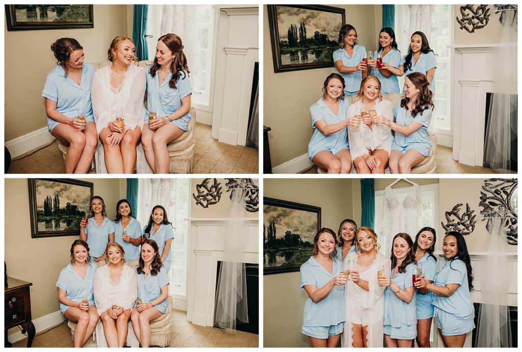 Bride and her bridesmaids sharing laughter and joy during their getting ready moments at Succop Nature Park