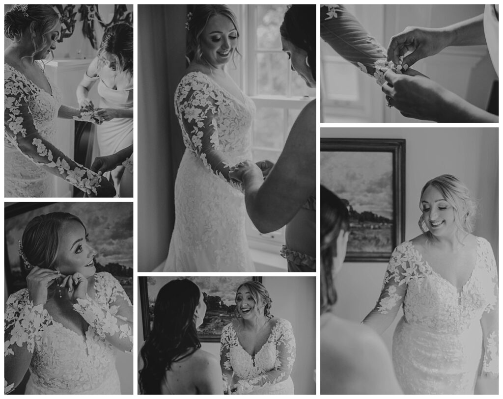 Bride's joyful expression as she gets ready for her special day at Succop Nature Park