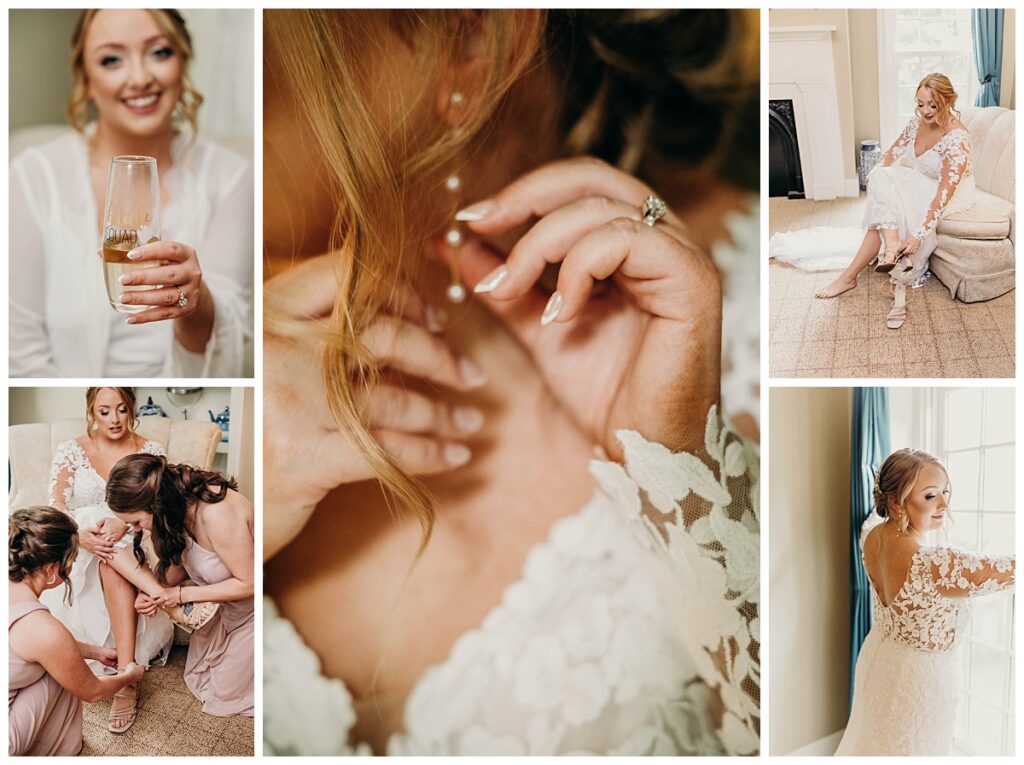 Bride's joyful expression as she gets ready for her special day at Succop Nature Park