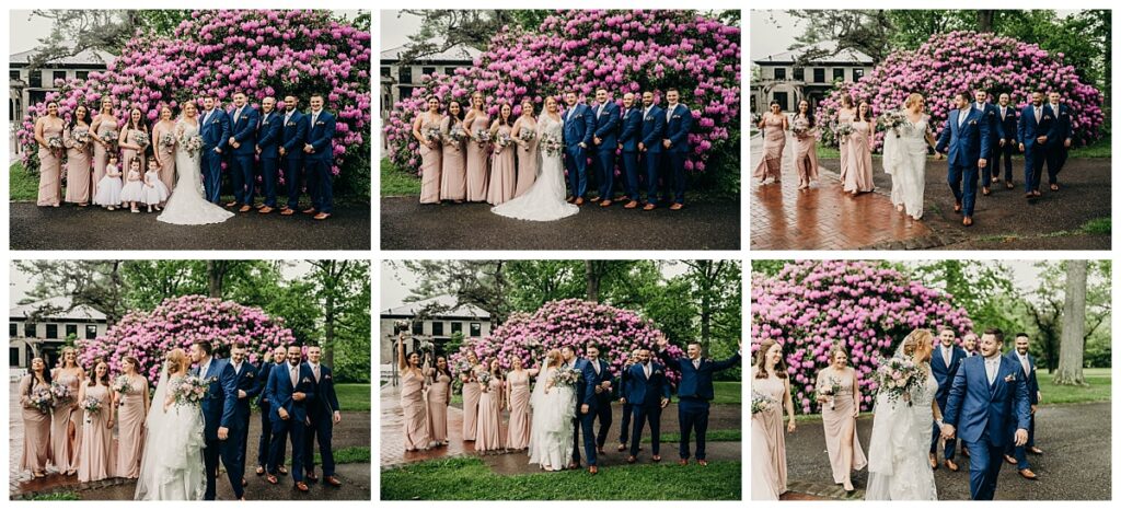 Bridal party posing for a photo with Succop Nature Park's beautiful landscape in the background