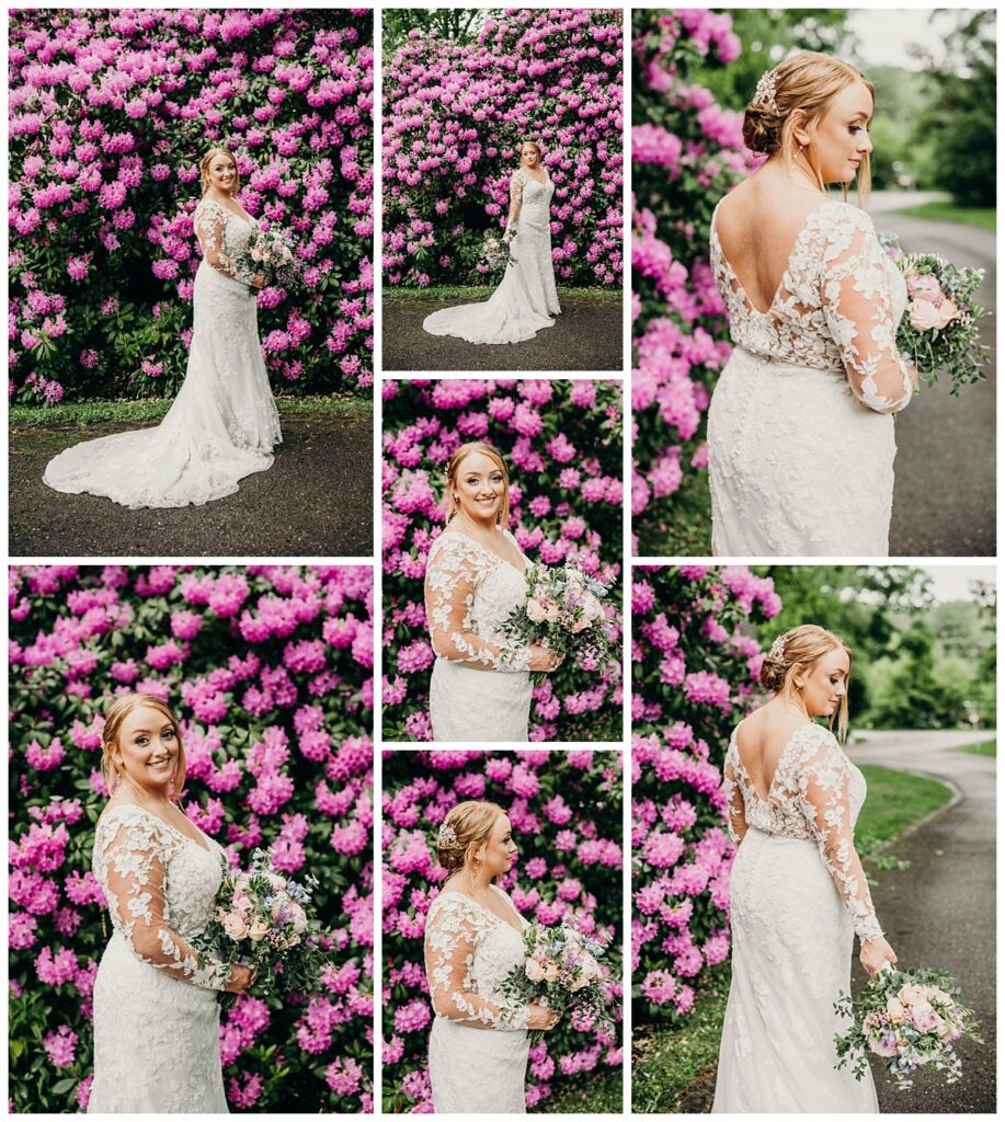 Bride posing for portraits at Succop Nature Park 