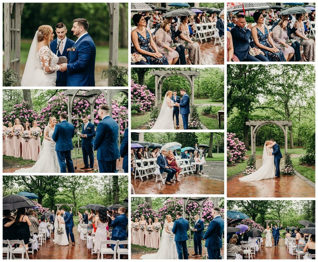 Bride and groom exchanging vows amidst lush greenery at Succop Nature Park