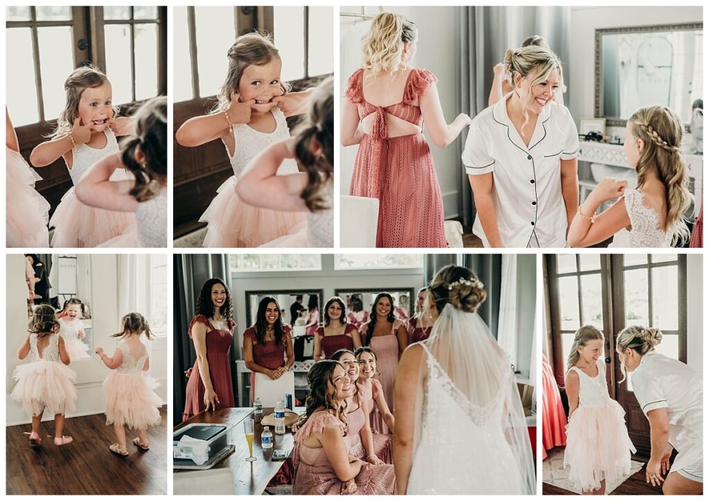 Bridal party getting ready before the wedding at Bramblewood.