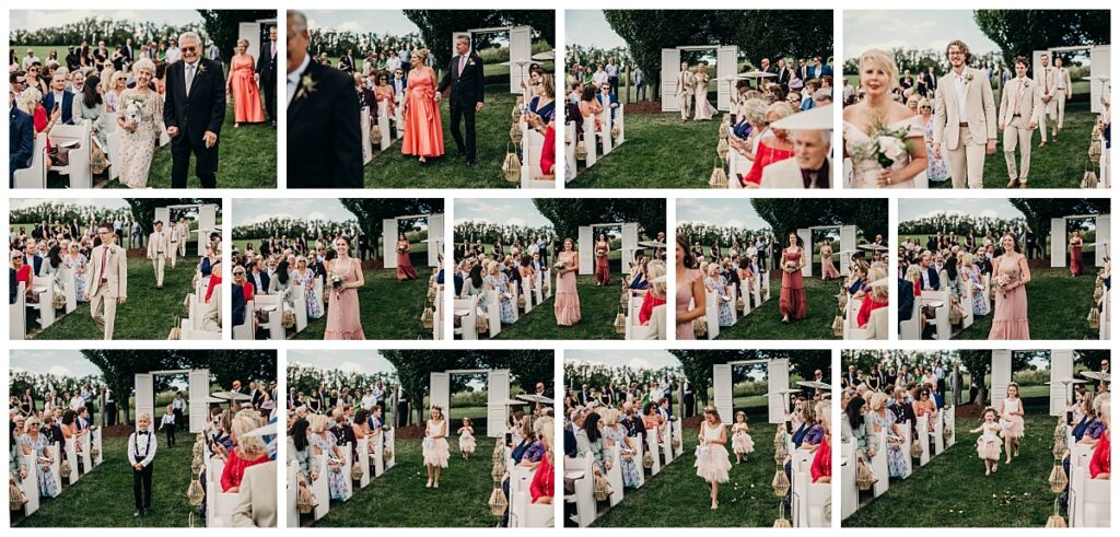 Bridal Party walking down the aisle at Bramblewood Pittsburgh