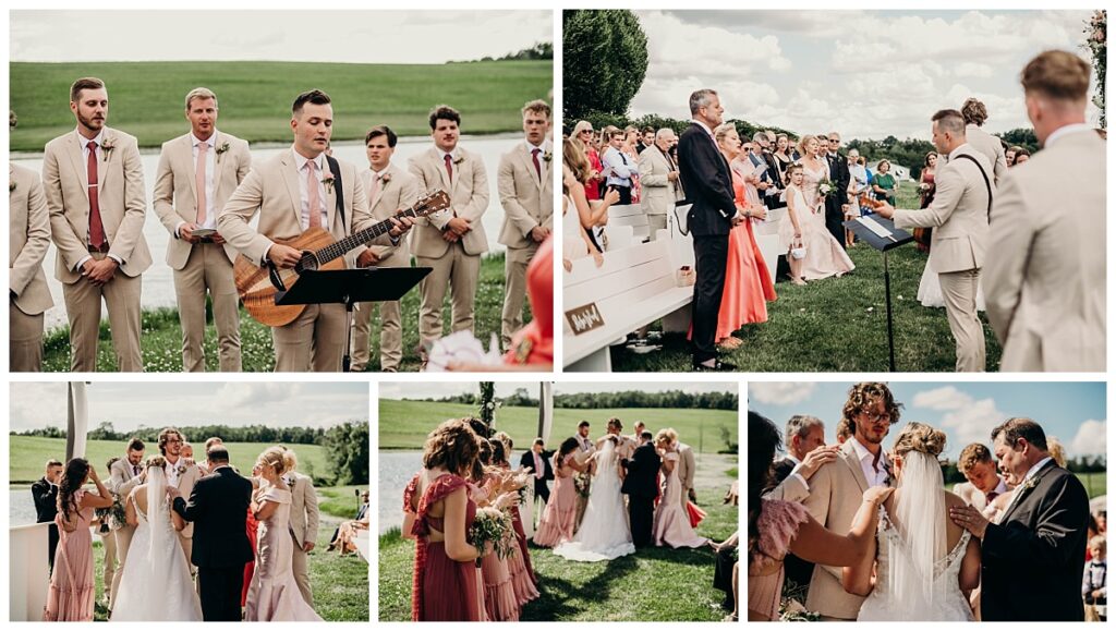 Romantic outdoor wedding ceremony at Bramblewood Pittsburgh on July 6th, 2024.