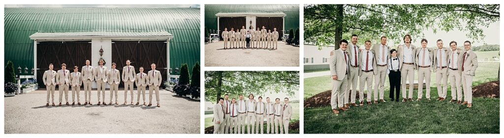 Groom Jeremiah with his groomsmen before the ceremony at Bramblewood.