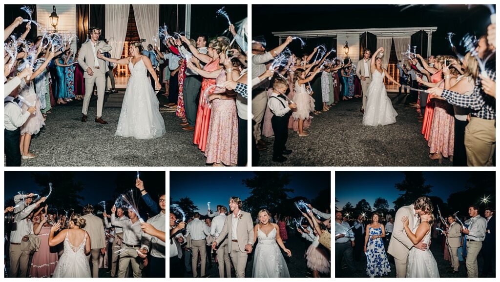 Sparkler exit as Gianna & Jeremiah leave their Bramblewood wedding reception.